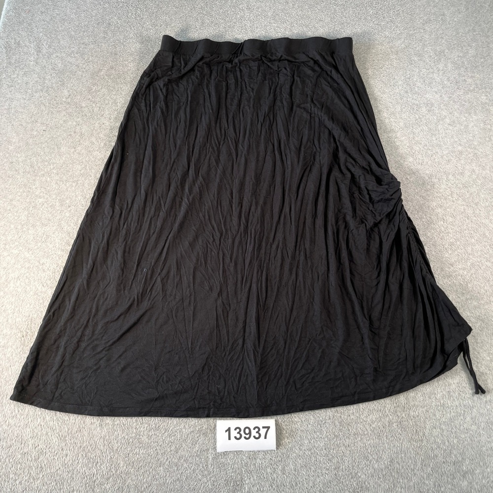 Brooke Shields Timeless Maxi Skirt Womens XLP Black Rayon Stretch Side Tie